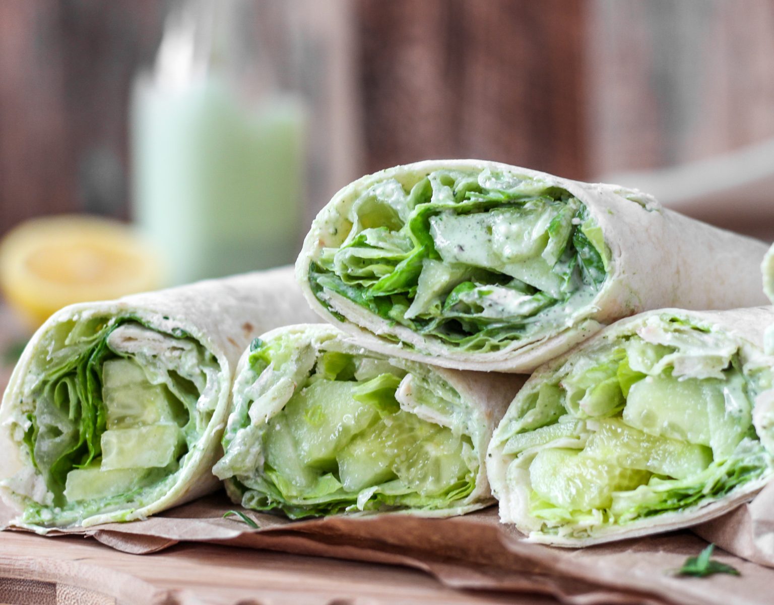 Cucumber Wraps with Green Goddess Dressing