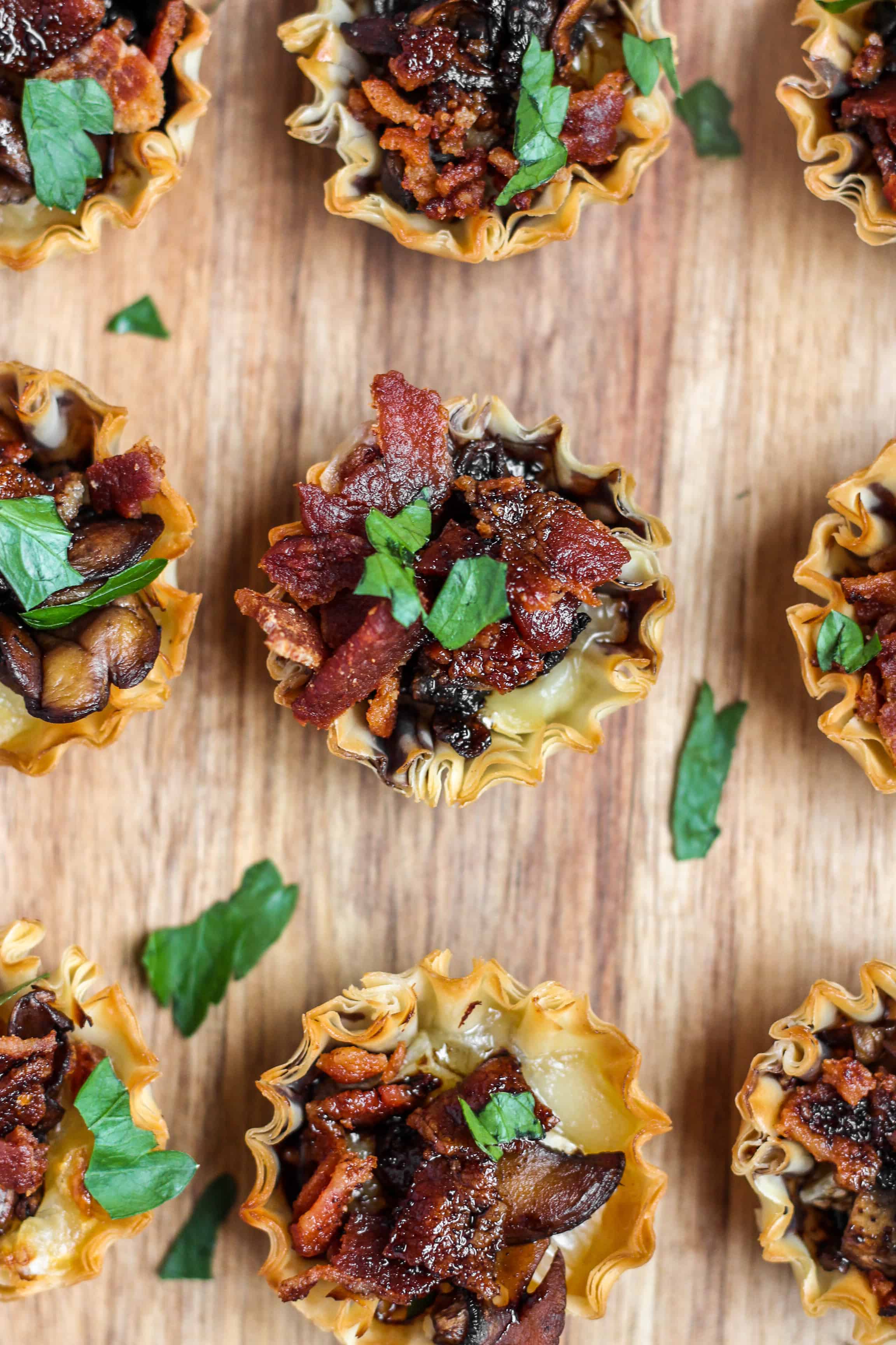 Brie Bacon and Mushroom Phyllo Cups A Seasoned Greeting