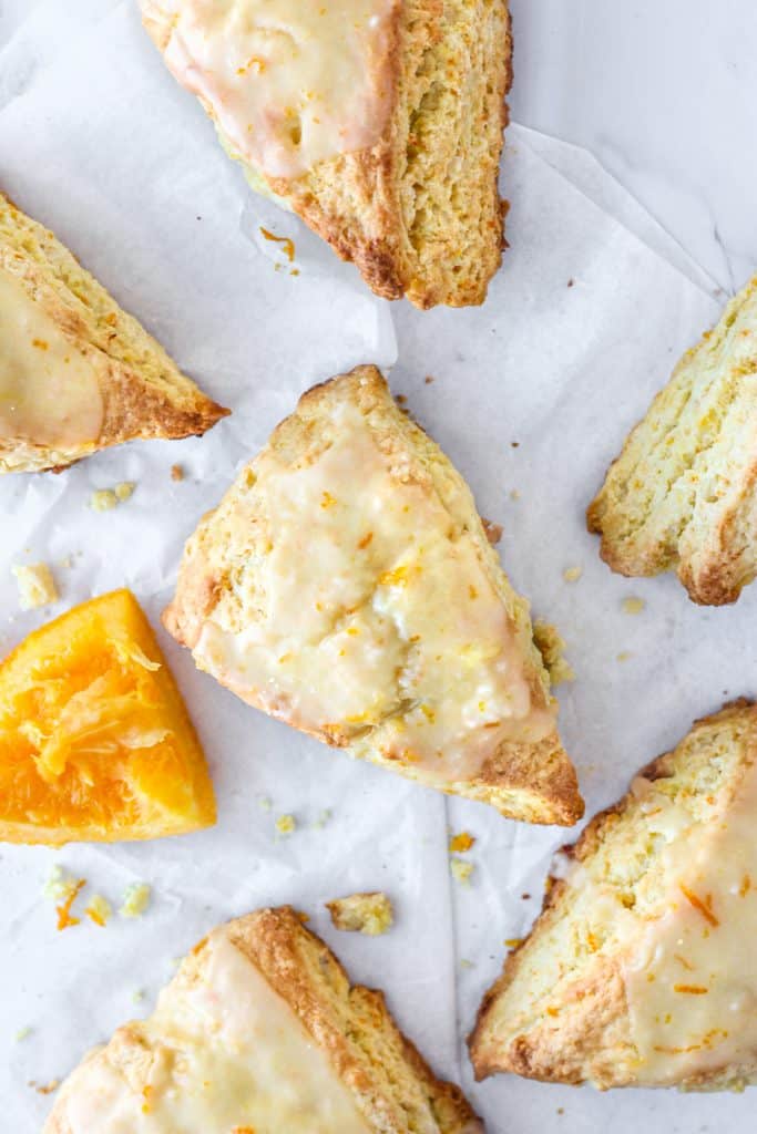 copycat Panera orange scones on parchment paper