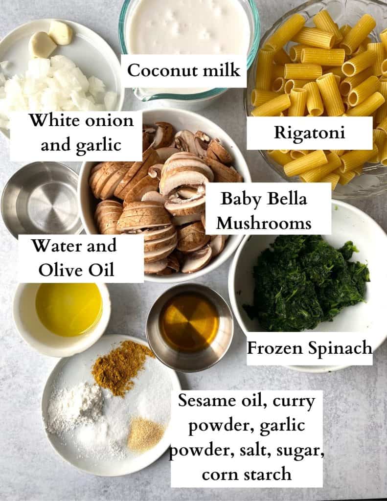 overhead shot of all the ingredients with labels.