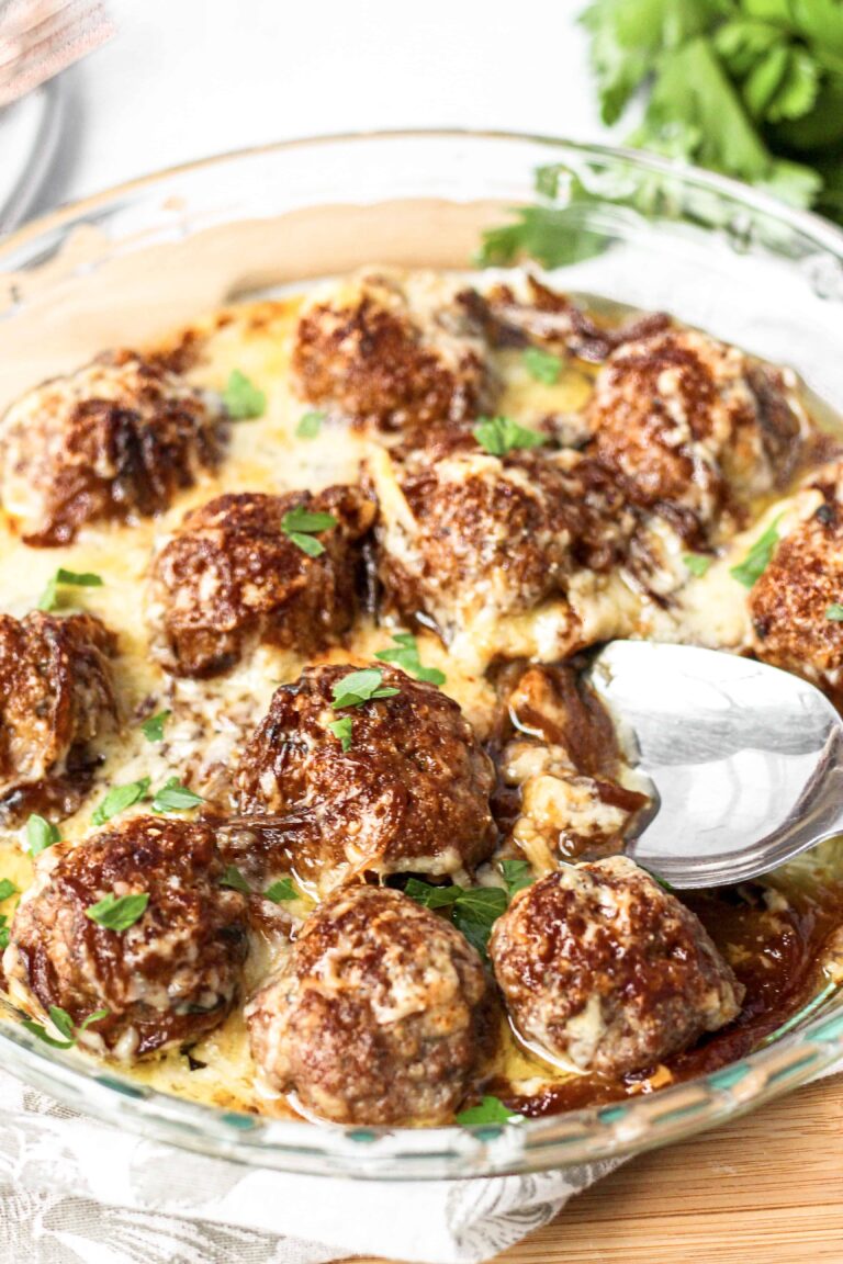 French Onion Meatballs - A Seasoned Greeting