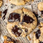 chocolate chunk cookies on brown newsprint paper