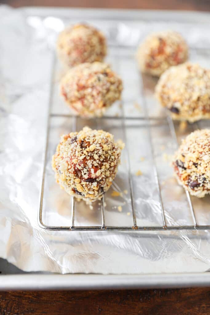 the meatballs rolled in the toasted Panko before baking them.