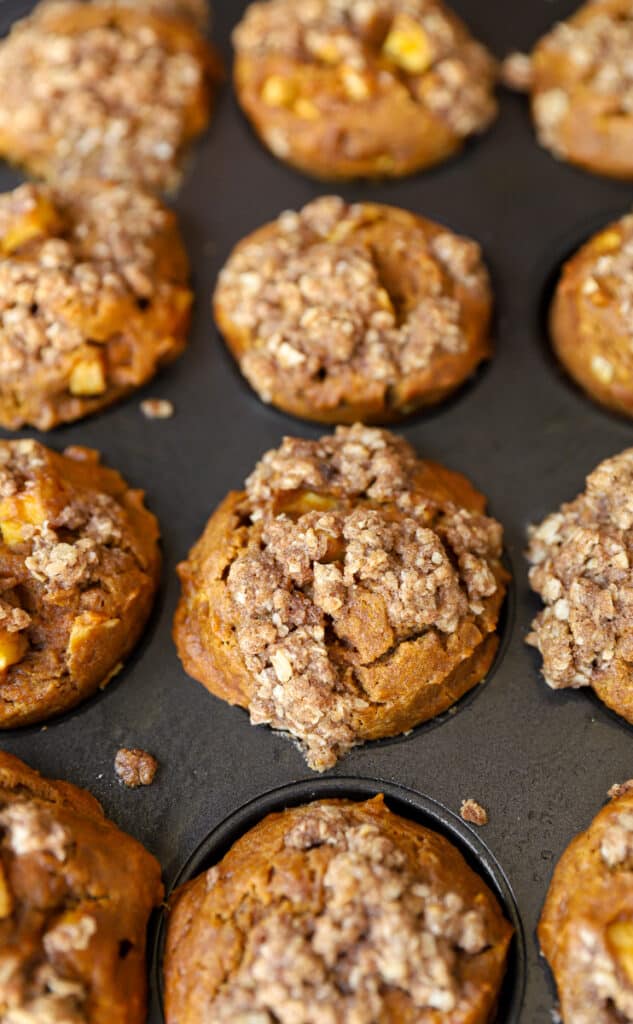 the baked muffins still in the muffin pan.