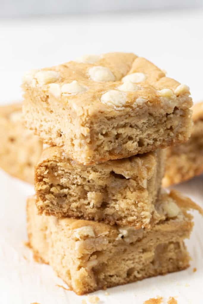 a stack of 3 square blondies