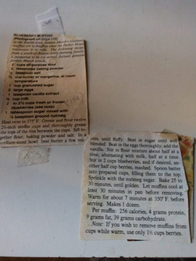 magazine clippings of the printed recipe.