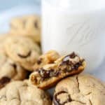 banana peanut butter cookies with a glass of milk.